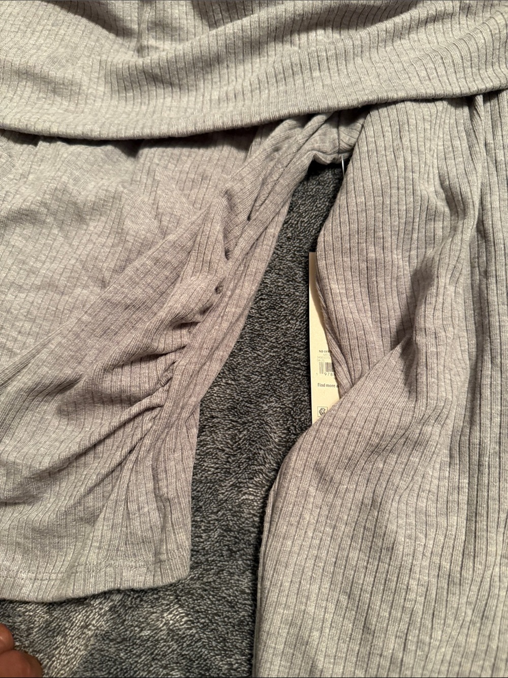 No Boundaries Light Gray Off-Shoulder Ribbed Top - Picture 3 of 4